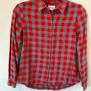 Madewell (NYC Broadway & Broome brand) Red and Gray Plaid Shirt